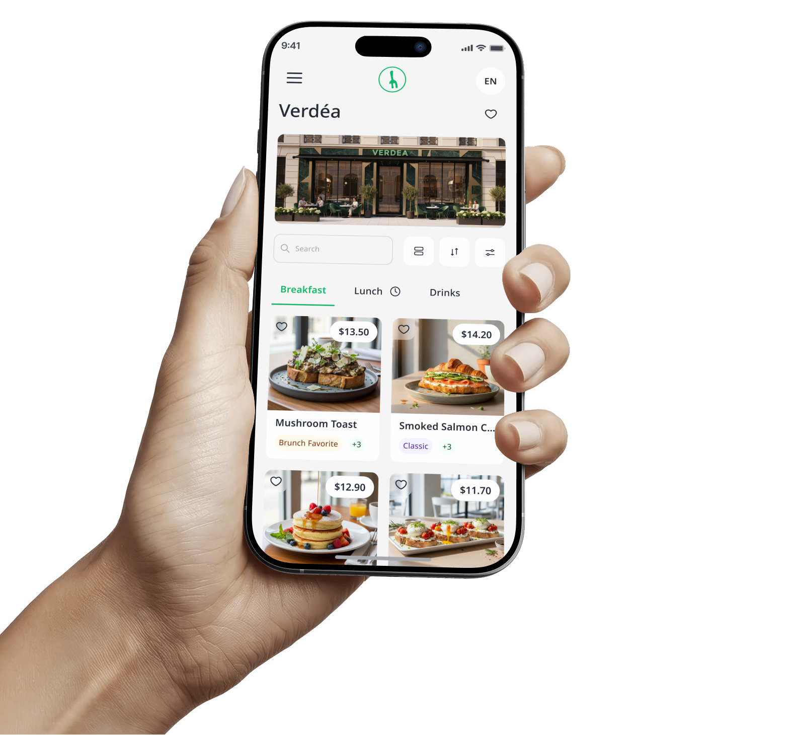 Phone preview with menu